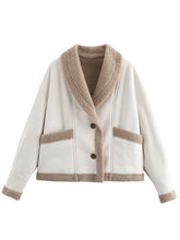 Load image into Gallery viewer, Fuzzy Collared Neck Long Sleeve Jacket