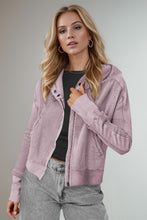 Load image into Gallery viewer, Double Take Waffle-Knit Zip Up Long Sleeve Hooded Jacket