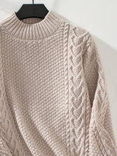 Load image into Gallery viewer, Cable-Knit Mock Neck Long Sleeve Sweater