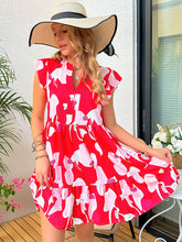 Load image into Gallery viewer, Printed Notched Cap Sleeve Dress