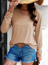 Load image into Gallery viewer, Crisscross V-Neck Long Sleeve T-Shirt