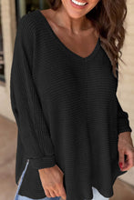 Load image into Gallery viewer, Side Slit V-Neck Long Sleeve Top