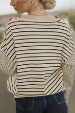 Load image into Gallery viewer, Striped Round Neck Dropped Shoulder Top