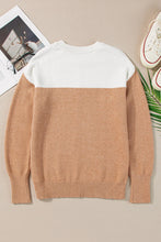 Load image into Gallery viewer, Color Block Round Neck Long Sleeve Sweater