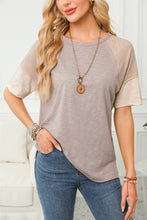 Load image into Gallery viewer, Color Block Round Neck Half Sleeve Top