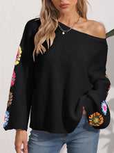 Load image into Gallery viewer, Crochet Flower Long Sleeve Sweater