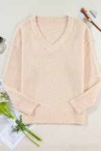 Load image into Gallery viewer, V-Neck Dropped Shoulder Long Sleeve Sweater