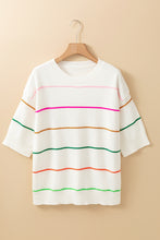 Load image into Gallery viewer, Striped Half Sleeve Drop Shoulder Sweater