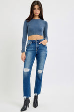 Load image into Gallery viewer, RISEN Full Size High Rise Distressed Crop Straight Jeans