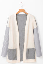 Load image into Gallery viewer, Open Front Long Sleeve Striped Cardigan with Pockets