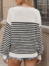 Load image into Gallery viewer, Striped Round Neck Long Sleeve Sweater