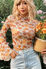 Load image into Gallery viewer, Printed Mock Neck Flare Sleeve Top