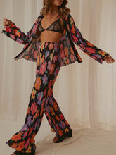 Load image into Gallery viewer, Printed Collared Neck Long Sleeve Top and Pants Lounge Set