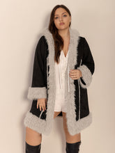 Load image into Gallery viewer, Plus Size Fuzzy Trim Open Front Long Sleeve Hooded Coat