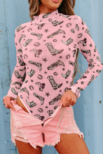 Load image into Gallery viewer, Printed Mock Neck Long Sleeve Bodysuit