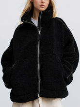 Load image into Gallery viewer, Zip Up Turtleneck Long Sleeve Plush Jacket