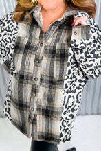 Load image into Gallery viewer, Plus Size Leopard Plaid Button Up Long Sleeve Shacket