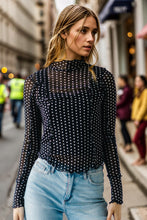 Load image into Gallery viewer, Oh Full Size Frill Printed Mock Neck Long Sleeve Top