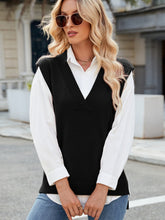 Load image into Gallery viewer, Side Slit V-Neck Sweater Vest