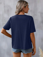 Load image into Gallery viewer, Embroidered Notched Short Sleeve T-Shirt