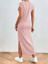 Load image into Gallery viewer, Tied Striped Round Neck Short Sleeve Tee Dress