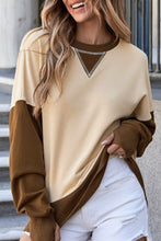 Load image into Gallery viewer, Color Block Round Neck Long Sleeve Sweatshirt