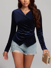 Load image into Gallery viewer, Ruched Surplice Long Sleeve Top