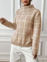 Load image into Gallery viewer, Plaid Turtleneck Long Sleeve Sweater
