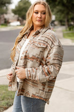 Load image into Gallery viewer, Plus Size Geometric Collared Neck Long Sleeve Jacket