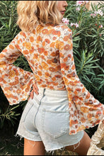 Load image into Gallery viewer, Printed Mock Neck Flare Sleeve Top