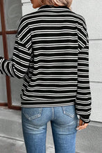 Load image into Gallery viewer, Striped Half Zip Long Sleeve Top