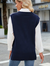 Load image into Gallery viewer, Side Slit V-Neck Sweater Vest