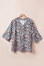 Load image into Gallery viewer, Plus Size Leopard V-Neck Three-Quarter Sleeve Blouse