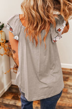 Load image into Gallery viewer, Ruffled Floral Square Neck Cap Sleeve Blouse