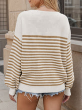 Load image into Gallery viewer, Striped Round Neck Long Sleeve Sweater