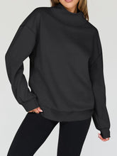 Load image into Gallery viewer, Mock Neck Drop Shoulder Long Sleeve Sweatshirt