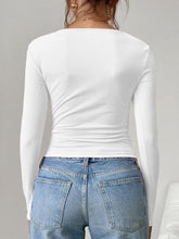 Load image into Gallery viewer, Devine Square Neck Half Snap Long Sleeve T-Shirt