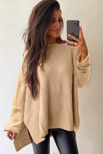 Load image into Gallery viewer, Side Slit Round Neck Long Sleeve Sweater
