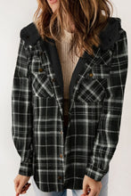Load image into Gallery viewer, Plaid Button Up Long Sleeve Hooded Jacket