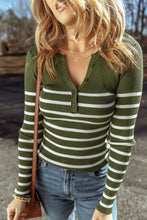 Load image into Gallery viewer, Striped Contrast Long Sleeve Knit Top