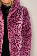 Load image into Gallery viewer, Full Size Leopard Furry Collared Neck Long Sleeve Coat