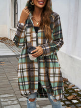 Load image into Gallery viewer, Plaid Zip Up Hooded Coat