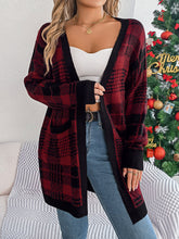 Load image into Gallery viewer, Plaid Open Front Long Sleeve Cardigan