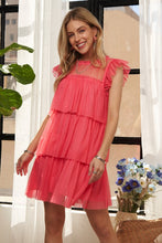 Load image into Gallery viewer, ADORA Layered Ruffled Cap Sleeve Mesh Dress