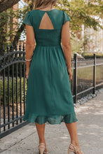Load image into Gallery viewer, Cutout Ruffle Hem Cap Sleeve Dress