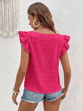 Load image into Gallery viewer, Ruffled Square Neck Cap Sleeve Blouse