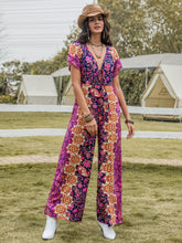 Load image into Gallery viewer, Tied V-Neck Short Sleeve Jumpsuit