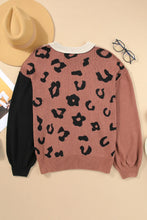 Load image into Gallery viewer, Leopard Round Neck Long Sleeve Sweater