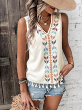 Load image into Gallery viewer, Tassel Printed V-Neck Tank
