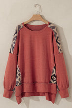 Load image into Gallery viewer, Plus Size Geometric Round Neck Long Sleeve Sweatshirt